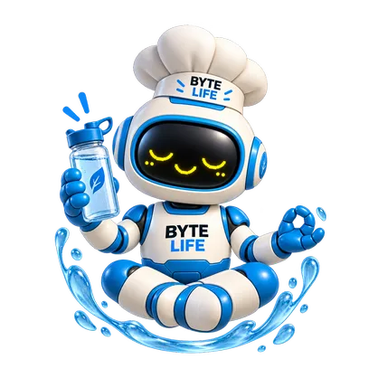 Water BYTE holding a bottle of water